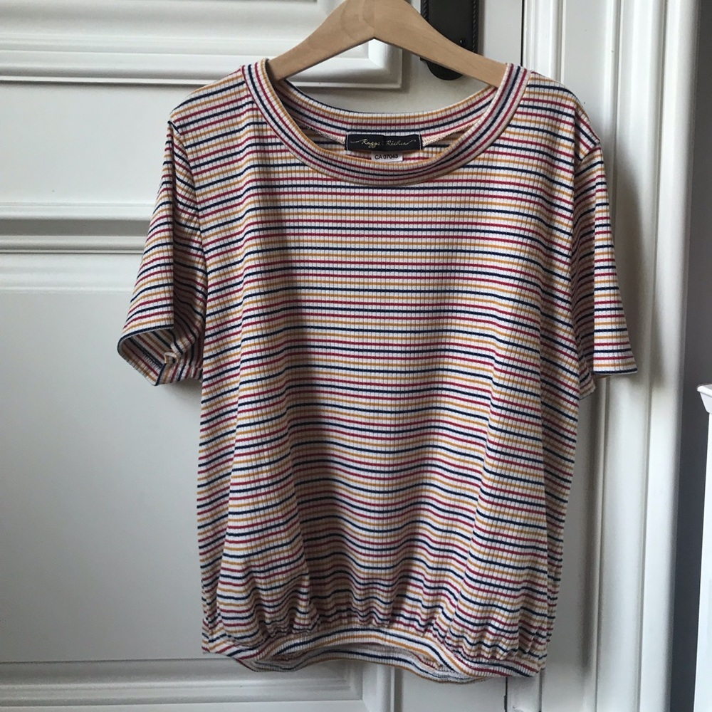 striped colourful top.